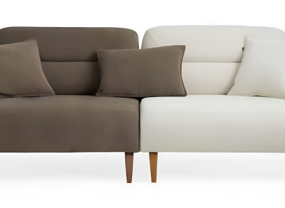 Braun-Weißer 3-Sitzer Wohnzimmer Textilsofa Edle Polstercouch Sofas