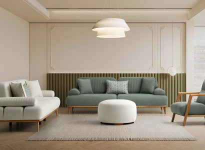 Stilvolle Polstergarnitur Designer Grüner 3-Sitzer Wohnzimmer Couch