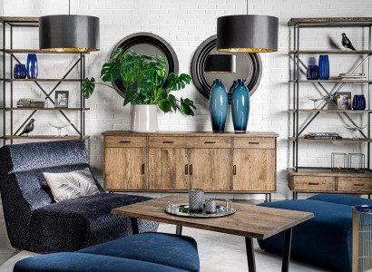 Modernes Sideboard mit 2 Bücherregalen im industriellen Stil