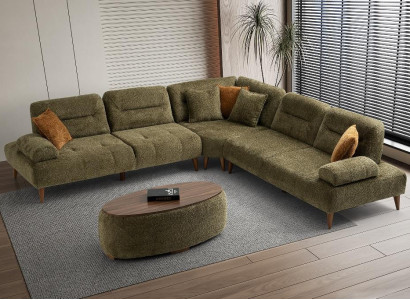 Designer Grünes L-Form Sofa Polster Wohnlandschaft Edles Ecksofa