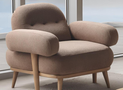 Designer Brauner Polstersessel Exklusiver 1-Sitzer Textilsessel