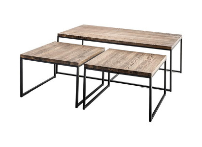 Elegantes Vintage Wohnzimmer-Tischset aus 3 robusten Tischen