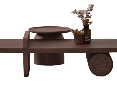 Moderner Braun Couchtisch aus Holz mit dekorativem Design und Ablage Hochwertig