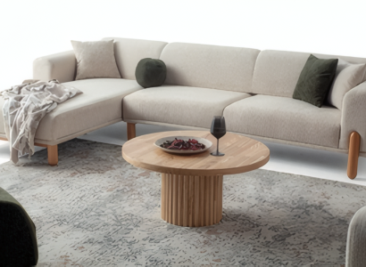 Modernes weißes Ecksofa mit Stoffbezug für gemütliches Wohnzimmerambiente