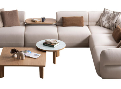 Stilvolles Ecksofa-Set mit Couchtisch und elegantem Beistelltisch