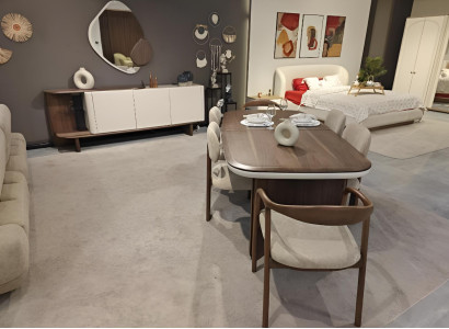 Modernes Esszimmer-Set Holztisch Designer 6x Stühle Edle Konsole