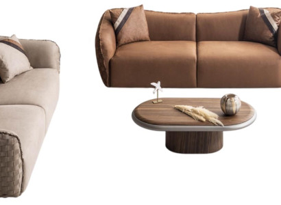 Elegantes Möbelset mit zwei Sofas Couchtisch und Beistelltisch