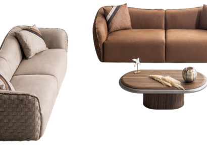 Stilvolles Sofa-Set mit 2 Sofas und Couchtisch im modernen Design