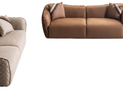 Elegantes Sofa-Set mit 2 Sofas und stilvollem Beistelltisch im Design