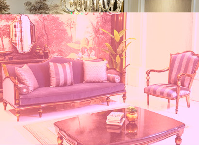 Elegantes Sofa mit Sessel und stilvollem Couchtisch im luxuriösen Design