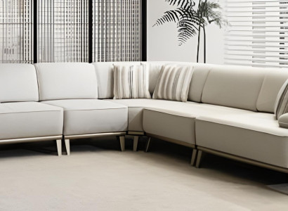 Elegante L-Form Couch Beiges Wohnzimmer Polstersofa Edles Ecksofa