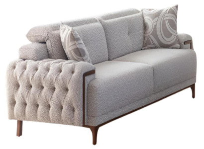 Graue Polstercouch Designer Stoffsofa USB-Anschluß 2x Musikboxen