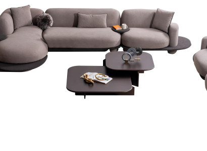 Modernes Sofa-Set Stilvolles Ecksofa Polster 3-Sitzer Textilsessel