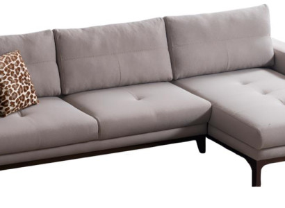 Elegantes Beiges Ecksofa Designer L-Form Sofa Polstercouch Holzfüße