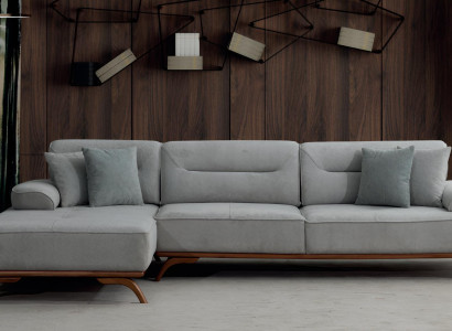 Modernes Graues Ecksofa Designer L-Form Wohnzimmer Textilcouch