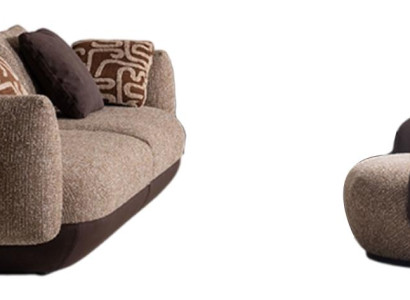 Designer Braune Sitzgarnitur Stilvoller Dreisitzer Luxus Sessel 2tlg