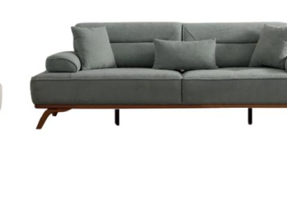 Grau-Beige Wohnzimmer Sofagarnitur Designer 3-Sitzer Polstersessel