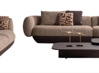Elegante Braune Stoffgarnitur Polstersofa Stilvoller Couchtisch