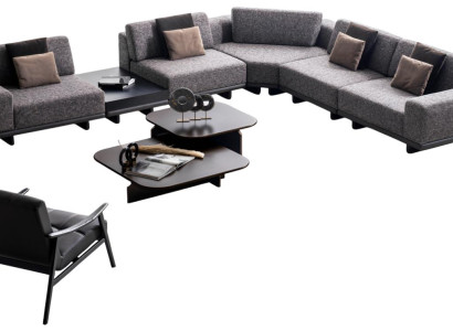 Designer Couch-Set Stilvolles Ecksofa Edler Polstersessel Tisch