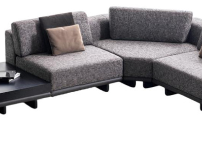 Designer Graues Ecksofa Luxuriöse L-Form Couch Ablagetisch Möbel