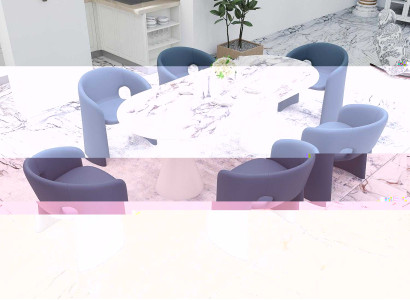 Elegantes Esszimmer Set Ovaler Esstisch Textilstühle Beistelltisch