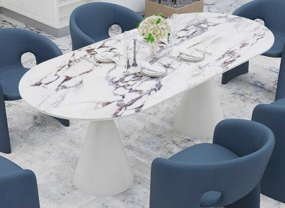 Moderner Weißer Esstisch Ovaltisch Küchentisch Luxuriöse Tische