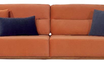 Oranger 3-Sitzer Stilvolle Wohnzimmer Polstercouch Textilsofas