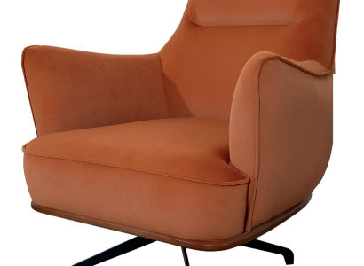 Komfortabler Oranger Sessel Wohnzimmer Lehnsessel Loungesessel