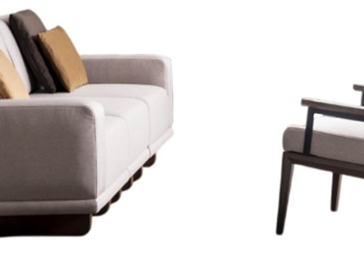 Elegante Braun-Beige Sofagarnitur Stilvoller 3-Sitzer Textilsessel