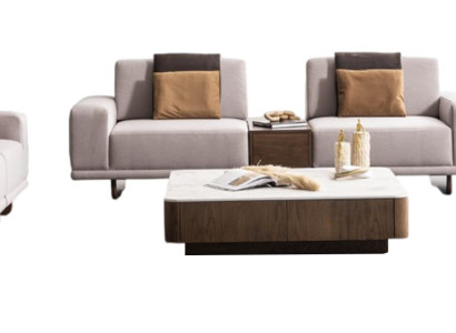 Elegante Beige Couchgarnitur 4-Sitzer Stilvoller 2-er Couchtisch