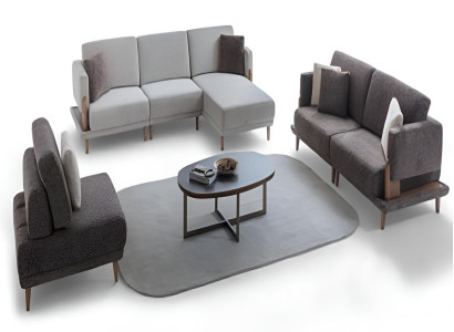 Designer Wohnzimmer Garnitur Weiße Eckcouch Polster 3-Sitzer Sessel