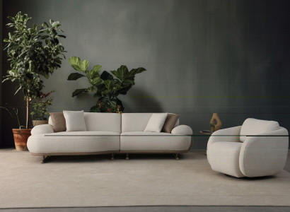 Wohnzimmer-Set Modulares Ecksofa in L-Form mit Sessel