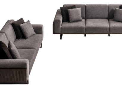 Graue Wohnzimmer Sofagarnitur Stilvoller 4-Sitzer Polstercouch 2tlg