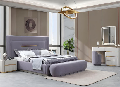 Moderne Schlafzimmer Einrichtung Polsterbett Schminktisch Spiegel