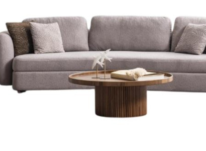 Grau-Braune Wohnzimmer Garnitur Stilvoller Viersitzer Couchtisch