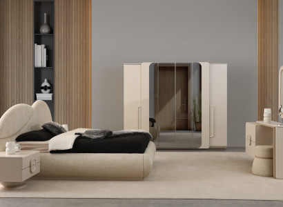 Schlafzimmer-Set mit Bett Nachttischen Schminktisch & Kleiderschrank