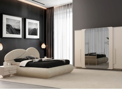 Elegantes 4-tlg. Schlafzimmer-Set mit Bett Nachttischen und Schrank.