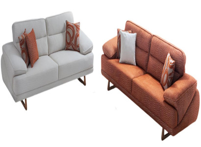 Weißer Dreisitzer Stilvolle Orange Polstercouch Wohnzimmer Sitz-Set