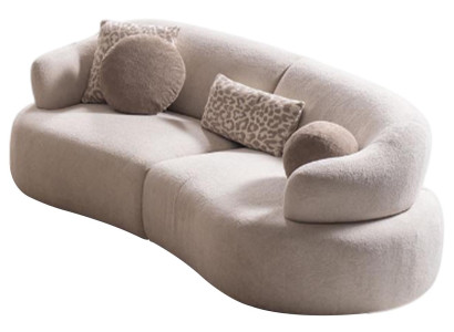 Moderne Beige Wohnzimmer Couch Luxuriöser 3-Sitzer Polstercouch