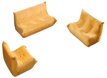 Oranges Wohnzimmer Sofa-Set Luxuriöser 3-Sitzer 2-er Stoffsessel