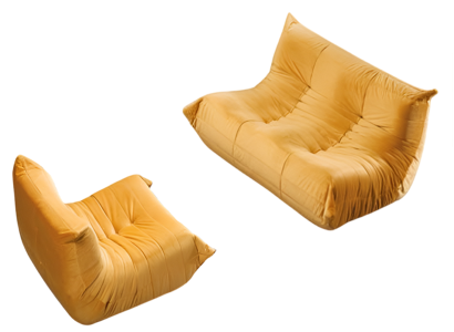 Orange Wohnzimmer Sitzgarnitur Designer Polster 2-Sitzer Sessel
