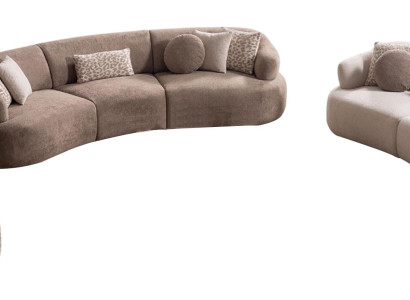 Beige Relax Garnitur Moderne Couchgarnitur Polster Sessel 2x Sofas