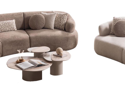 Beige Wohnzimmer Sofagarnitur Halbmond Sofas Designer Couchtisch