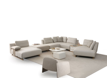 Modulares Wohnzimmer-Set U-Form Ecksofa mit passendem Sessel