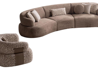 Luxuriöses Braunes Sofa-Set Designer Polstercouch Sitzsessel 2tlg