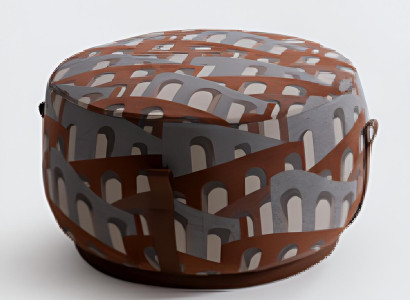 Stilvoller Textilhocker Designer Rundhocker Sitzhocker Fußhocker