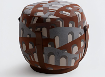 Kreativer Designer Hocker Brauner Polsterhocker Rundhocker Möbel