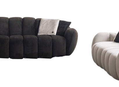 Schwarzer 5-Sitzer Designer Weiser Dreisitzer Luxuriöse Textilmöbel