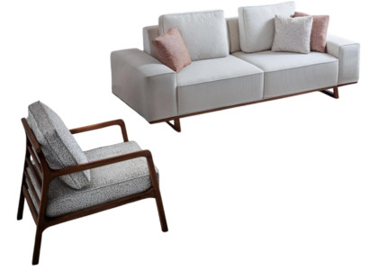 Designer Sofagarnitur Weißer Polster 3-Sitzer Stilvoller Sessel