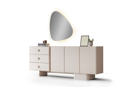Minimalistische Konsole mit Spiegel und LED-Beleuchtung für modernes Design